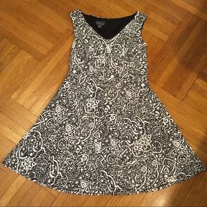 Covington Black and White Lace Printed Dress